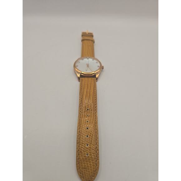 DESIGNER BRONZO ITALIA SWISS PARTS WATCH MOTHER PEARL DIAMOND BROWN LIZARD - Picture 2 of 4